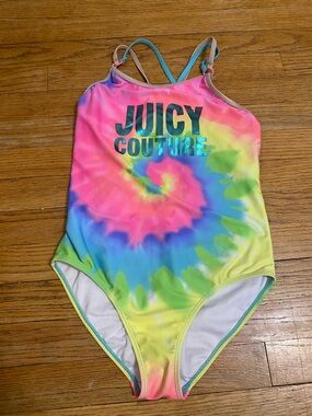 Juicy Couture Kids One Piece Tie Dye Rainbow Swimsuit size 14
